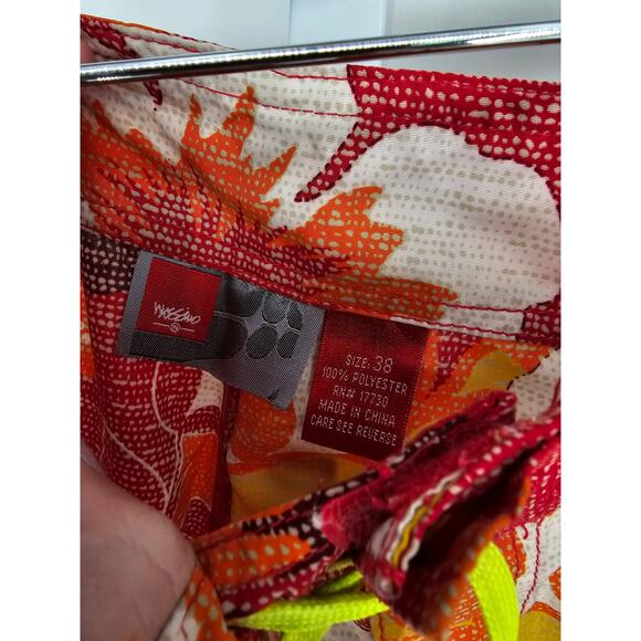 Vintage Y2K Mossimo Mens Sz 38 Board Shorts Swimsuit Yellow Red Floral Print - Picture 3 of 4